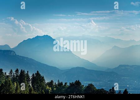 Blick auf die Bregenzer Alpen vom Pfänder aus Stockfoto