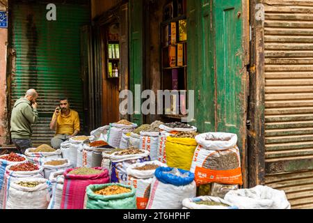 Ägypten, Kairo, Südliches islamisches Viertel, Khan el Khalili Basar, Gewuermarkt Stockfoto