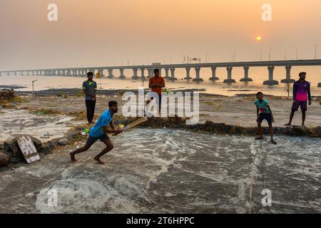 Indien, Mumbai, Koliwada Village in Worli Stockfoto