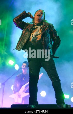 TOLUCA, MEXIKO - 3. NOVEMBER: Andi Deris von Helloween tritt während einer Show im Rahmen der Hell & Heaven 2023 im Foro Pegaso am 3. November 2023 in Toluca, Mexiko auf. (Foto von Norte Photo/) Stockfoto