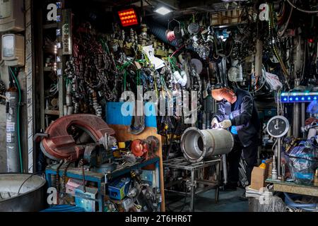 Stahlarbeiter in Euljiro, Südkorea Stockfoto