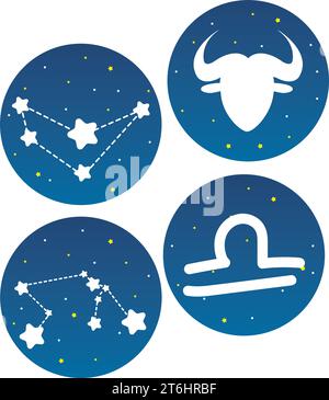 Set von Sternkonstellationen und Tierkreiszeichen Vektor Stock Vektor