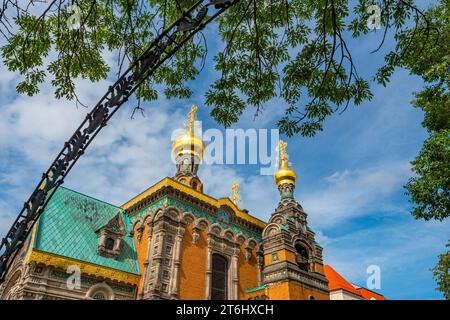 Russische Kapelle auf der Mathildenhöhe in Darmstadt, Odenwald, Hessen Stockfoto