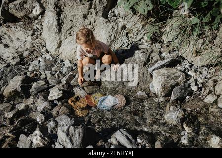 Familientour zur Schwarzenberghütte, Hinterstein, Allgäu, Bayern, Deutschland Stockfoto