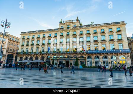 Das Grand Hotel de Bordeaux, Place de la Comédie, in Bordeaux, in Gironde, New Aquitaine, Frankreich Stockfoto