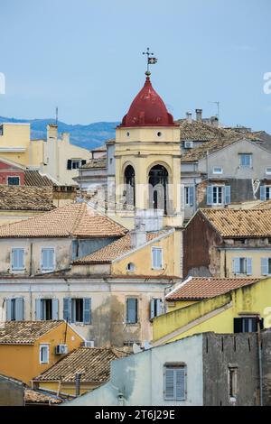 Korfu Stadt, Korfu, Griechenland, Stadtübersicht Korfu Stadt, im Hintergrund das Festland von Albanien Stockfoto