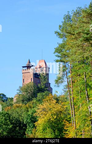 Deutschland, Rheinland-Pfalz, Schloss Berwartstein, ist eine mittelalterliche Felsenburg. Stockfoto