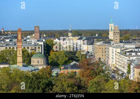 Deutschland, Baden-Württemberg, Karlsruhe, Blick vom Lauterberg (Zoo) in die Stadt. Stockfoto