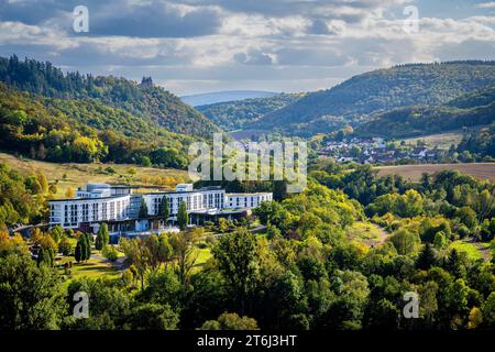 3-Burgenklinik Bad Münster am Stein, Schloss Altenbaumburg, Grafen von Sponheim, Herbst, Altenbamberg, Höhenburg, Mineralbad, nahe, Stockfoto