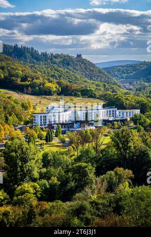 3-Burgenklinik Bad Münster am Stein, Schloss Altenbaumburg, Grafen von Sponheim, Herbst, Altenbamberg, Höhenburg, Mineralbad, nahe, Stockfoto