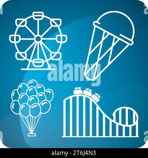 Set von Karneval Vergnügungspark Symbole Vektor Stock Vektor