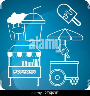 Set von Karneval Vergnügungspark Symbole Vektor Stock Vektor