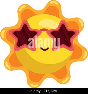 Isolierter niedlicher Sonnencharakter mit Sonnenbrille Vektor Stock Vektor