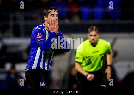 Eindhoven, Niederlande. November 2023. EINDHOVEN, NIEDERLANDE - 10. NOVEMBER: Dyon Dorenbosch vom FC Eindhoven reagierte beim niederländischen Keuken Kampioen Divisie Spiel zwischen dem FC Eindhoven und VVV-Venlo im Jan Louwers Stadion am 10. November 2023 in Eindhoven. (Foto: Broer van den Boom/Orange Pictures) Credit: Orange Pics BV/Alamy Live News Stockfoto