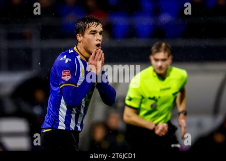 Eindhoven, Niederlande. November 2023. EINDHOVEN, NIEDERLANDE - 10. NOVEMBER: Dyon Dorenbosch vom FC Eindhoven reagierte beim niederländischen Keuken Kampioen Divisie Spiel zwischen dem FC Eindhoven und VVV-Venlo im Jan Louwers Stadion am 10. November 2023 in Eindhoven. (Foto: Broer van den Boom/Orange Pictures) Credit: Orange Pics BV/Alamy Live News Stockfoto