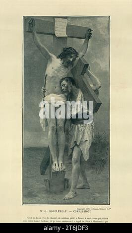 Vintage-Illustration nach dem Gemälde von William-Adolphe Bouguereau, Barmherzigkeit, Christus am Kreuz Stockfoto