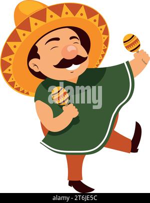 mexikanischer Mann mit Maracas Stock Vektor