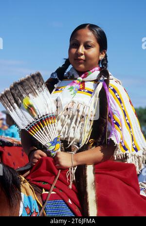 Indianische Frau Yakama Nation Vertrag Tag gedenken, Yakama Indian Reservation, Toppenish, Washington Stockfoto