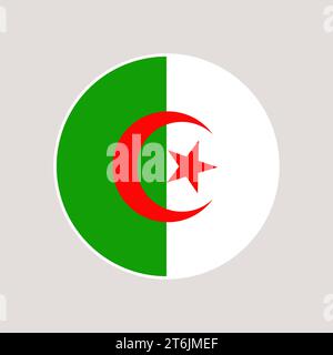algerische Kreisflagge. Vektorillustration Nationalflagge isoliert auf hellem Hintergrund. Stock Vektor