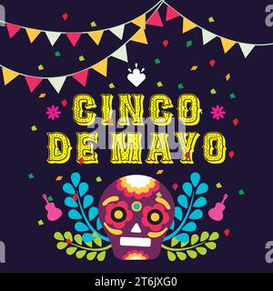 Cinco de Mayo Poster mit Schädelvektor Stock Vektor