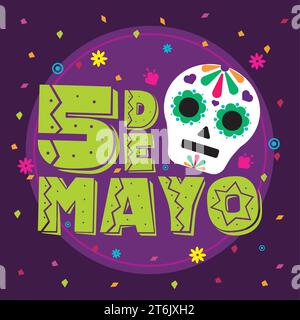 Cinco de Mayo Poster mit Schädelvektor Stock Vektor