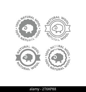 Bio-Wolle 100 % Vektorsymbol. Hergestellt aus Naturwolle für Stoffe und Textilien. Stock Vektor