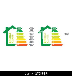 Energieeffizienzvektorlabel der Energieklasse. Balkendiagramm oder Diagramm, Symbol für den Energieverbrauch zu Hause. Stock Vektor