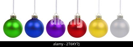 Weihnachten Kugeln Kugeln bunte Dekoration isoliert auf weißem Hintergrund Stockfoto