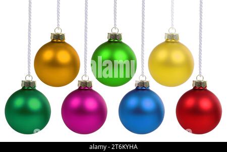 Weihnachten Kugeln Kugeln Dekoration hängen isoliert auf weißem Hintergrund Stockfoto
