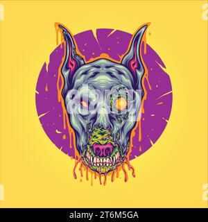 Horror Zombie Hund abstrakte Ornament Vektor Illustrationen für Ihre Arbeit Logo, Merchandise T-Shirt, Aufkleber und Label Designs, Poster, Grußkarten Stock Vektor