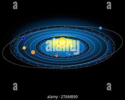 Digitale Darstellung des Kopernikus-Heliozentrismus Stockfoto