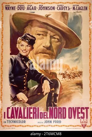 JOHN WAYNE und JOANNE DRU TRUGEN Ein GELBES BAND 1949 Regisseur JOHN FORD Story James Warner Bellah Drehbuch Frank S. Nugent und Laurence Stallings Executive Producers Merian C. Cooper und John Ford Argosy Pictures / RKO Radio Pictures Stockfoto