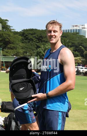 Bangalore, Indien. November 2023. ICC Men’s Cricket World Cup INDIEN 2023: Trainingssitzung von Neuseeland, Indien und Irland fand heute statt. Einige Bilder vom selben Kyle Jameson Credit: Seshadri SUKUMAR/Alamy Live News Stockfoto