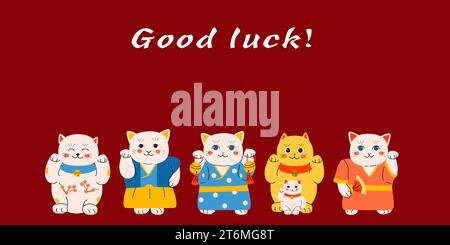 Glücksbringer mit maneki-Neko-Katzen Stock Vektor