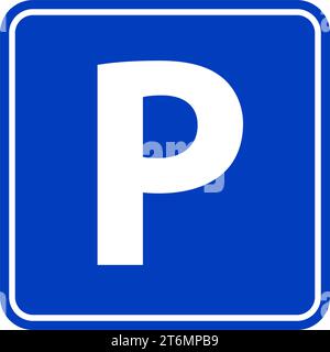 Parkplatz für Straßenschilder. Vektorabbildung. Auf weißem Hintergrund. Vektor-Illustration zum Parken. Stock Vektor