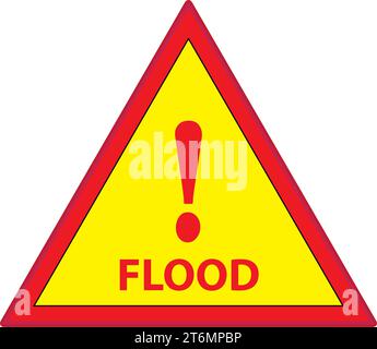 Warnhinweise. Symbole für Gefahren- und Hochwasserwarnzeichen. Warnung Achtung. Gefahrenschild. Ausrufezeichen. Symbol für den Aufmerksamkeitsvektor. Dreieckige Warnung Stock Vektor