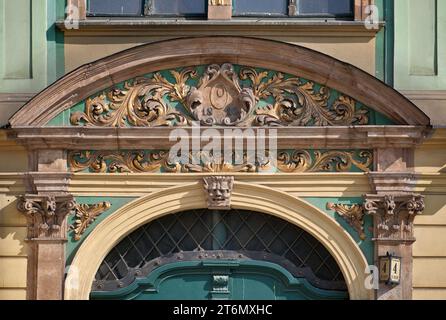 Portal am Plac Solny (Salzplatz), Altstadt in Wrocław, Niederschlesien, Polen Stockfoto