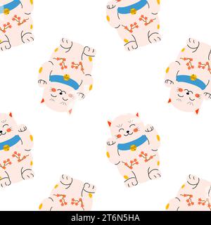 Nahtloses Muster mit kawai Cat – Kinderzimmer-Design Stock Vektor