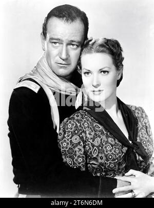 JOHN WAYNE und MAUREEN O’HARA Publicity Porträt in RIO GRANDE 1950 Regisseur JOHN FORD Drehbuch James Kevin McGuinness aus dem Saturday Evening Post Story von James Warner Bellah Musik Victor Young Producers Merian C. Cooper und John Ford Argosy Pictures / Republic Pictures Stockfoto