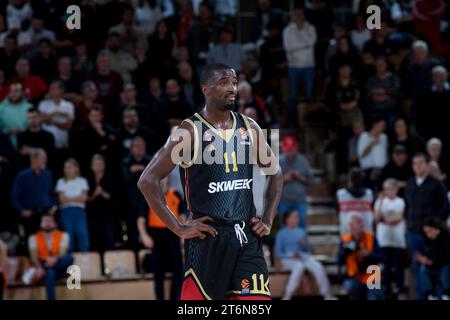 Monaco Spieler #11 Alpha Diallo ist während des 7. Tages der Turkish Airlines Euroleague Basketball beim Sieg von Monaco 80-70 gegen Asvel am 10. November 2023 in Monaco in Aktion zu sehen. Foto: Laurent Coust/ABACAPRESS.COM. Stockfoto