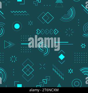 Abstraktes geometrisches nahtloses Muster. Hintergrund der sich wiederholenden Geometrie. Memphis-Form. Wiederholte kühle Schulprobe. Design-Prints. Funky-Motiv. Wiederholen Stock Vektor