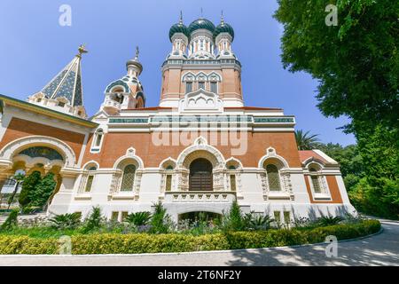 St. Nikolaus Orthodoxe Kathedrale in Nizza, Region Cote d'Azur in Frankreich. Sie ist die größte orthodoxe Kathedrale Westeuropas. Stockfoto