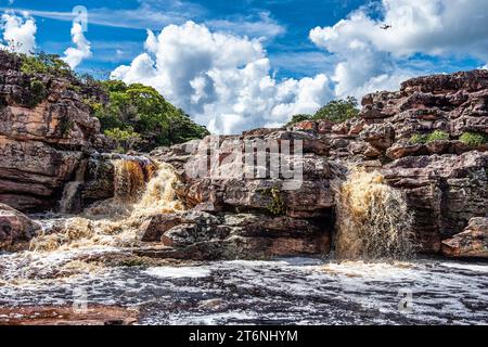 Canyons auf dem Weg zum Buracao Wasserfall, Ibicoara, Chapada Diamantina in Bahia, Brasilien in Lateinamerika Stockfoto