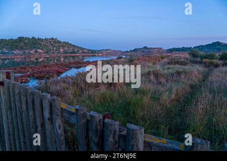 série de photos prises en fin de journée à l'automne à Peyriac de Mer (Aude) - Fotos, die am Ende des Tages im Herbst aufgenommen wurden Stockfoto