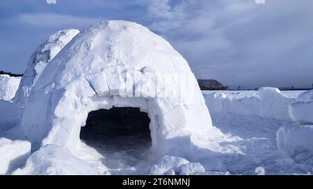 Iglu Eis Heim Schnee Block Stockfoto