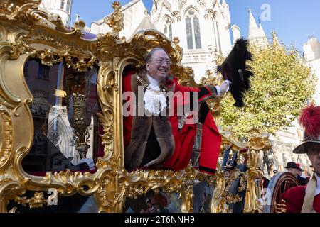 London, Großbritannien. November 2023. Der neue Bürgermeister, Alderman Michael Mainelli bei der Lord Mayor’s Show. Stockfoto