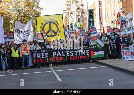 London Großbritannien 11. November 2023 große ProPalestine-Kundgebung im Zentrum Londons, während einer engen Polizeioperation. London UK Credit Ian DavidsonAlamy Live News Stockfoto