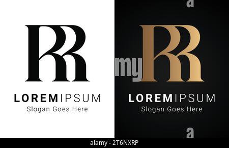 Luxuriöses Initial RR-Monogramm-Logo-Design mit Textbuchstaben Stock Vektor