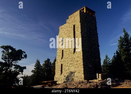 MT Constitution Steinturm (Civilian Conservation Corps-CCC), Moran State Park, Orcas Island, Washington Stockfoto