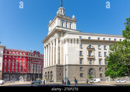 Gebäude der bulgarischen Nationalversammlung (Largo-ehemaliges Haus der Kommunistischen Partei), Stadtzentrum, Sofia, Republik Bulgarien Stockfoto